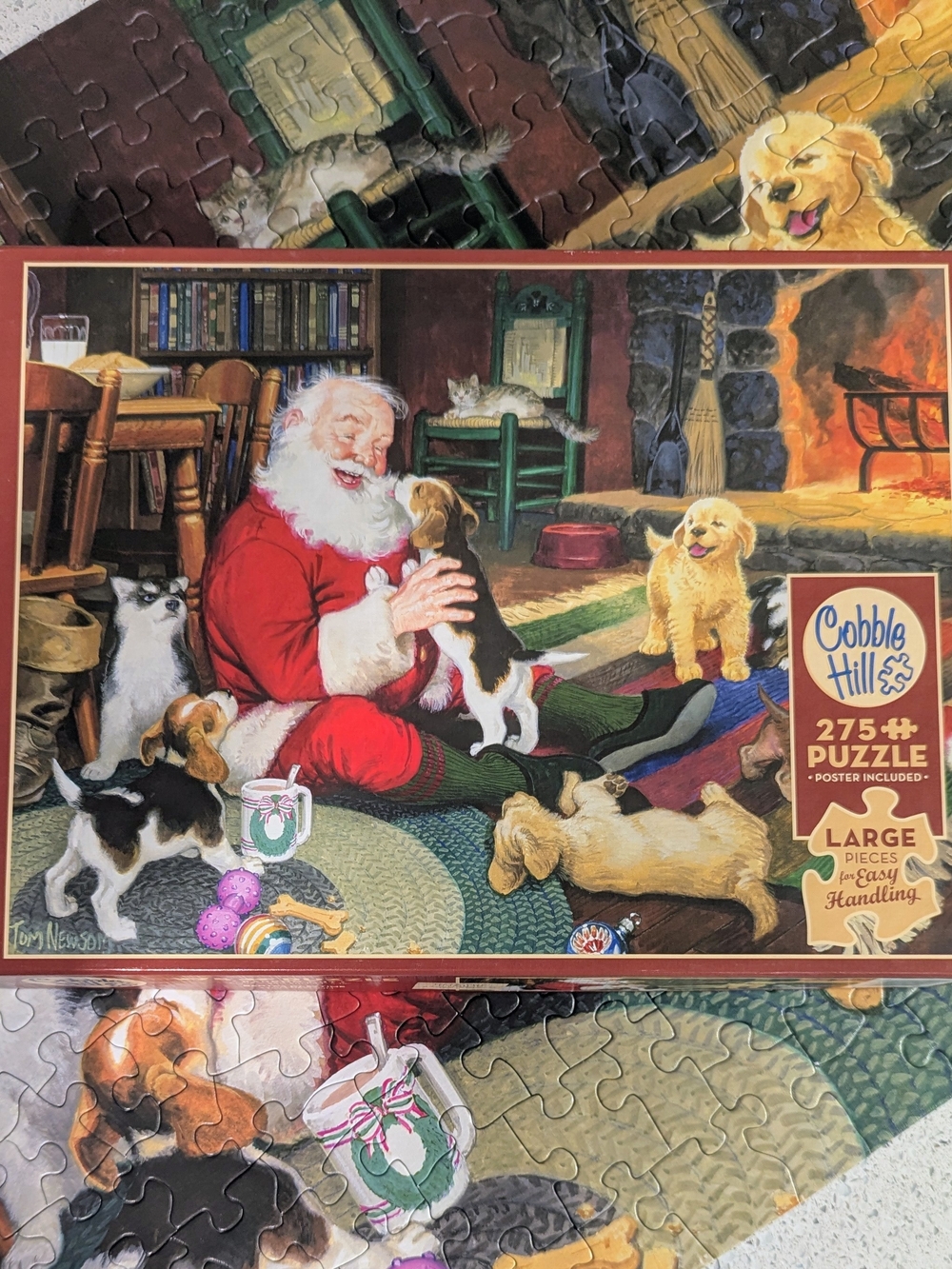 Cobble Hill Santa's Pups 275 Piece Large Piece Christmas Jigsaw Puzzle